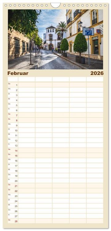 Produktbild: Familienplaner 2026 - Jerez de la Frontera - Heimatstadt des Sherry mit 5 Spalten (Wandkalender, 21 x 45 cm) CALVENDO