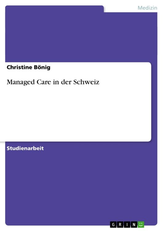 Produktbild: Managed Care in der Schweiz