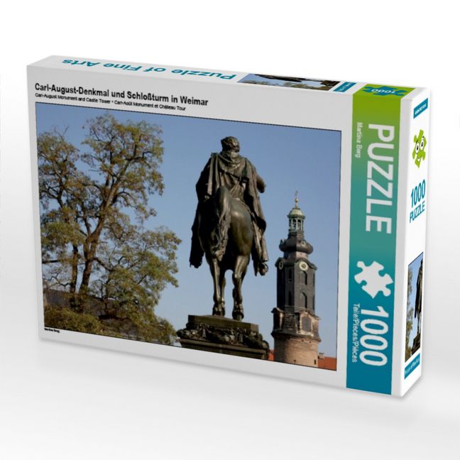 Produktbild: CALVENDO Puzzle Carl-August-Denkmal und Schlo&szlig;turm in Weimar | 1000 Teile Lege-Gr&ouml;&szlig;e 64x48cm Foto-Puzzle f&uuml;r gl&uuml;ckliche Stunden