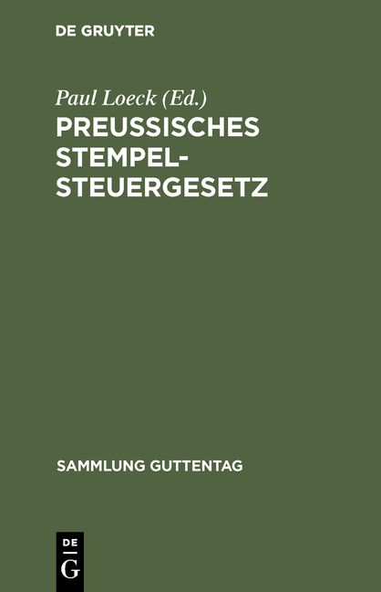 Produktbild: Preu&szlig;isches Stempelsteuergesetz