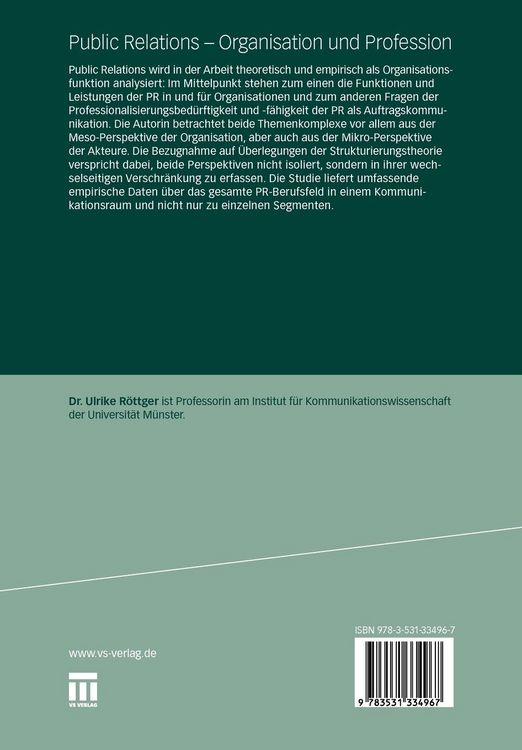 Produktbild: Public Relations - Organisation und Profession