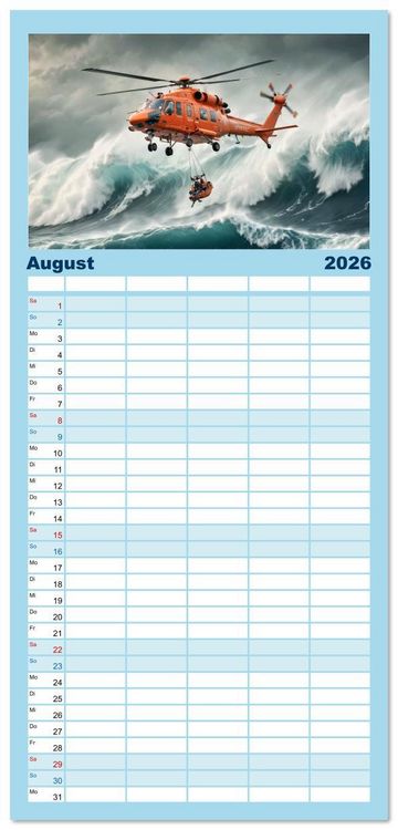 Produktbild: Familienplaner 2026 - Im Bann der Rettung - Rettungshubschrauber mit 5 Spalten (Wandkalender, 21 x 45 cm) CALVENDO