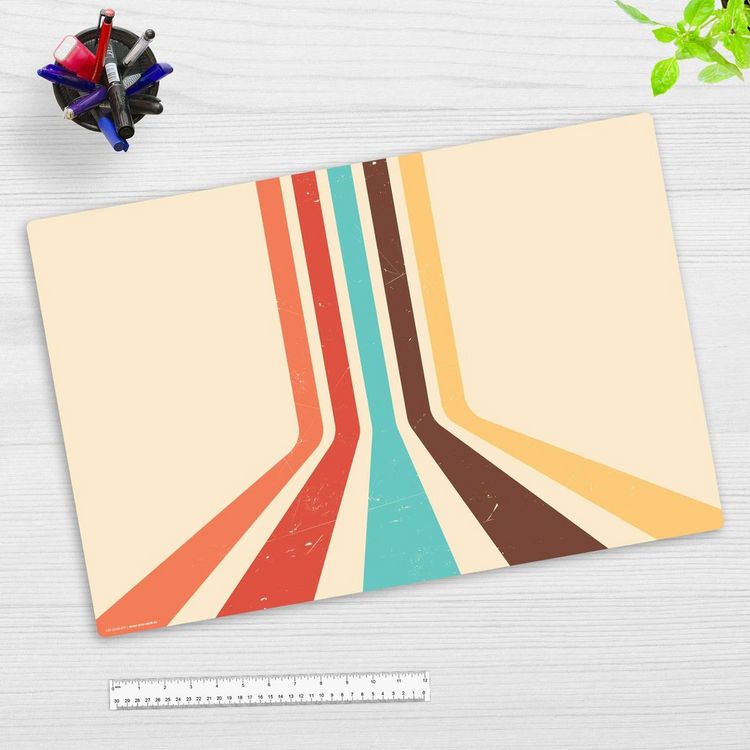 Produktbild: Cover-your-desk Schreibtischunterlage f&uuml;r Kinder und Erwachsene Retro Stripes Vintage, aus hochwertigem Vinyl, 60 x 40 cm