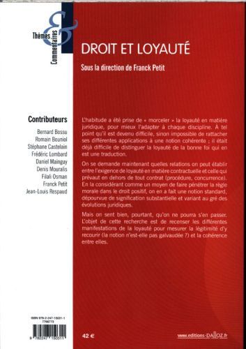 Produktbild: Droit et Loyaute