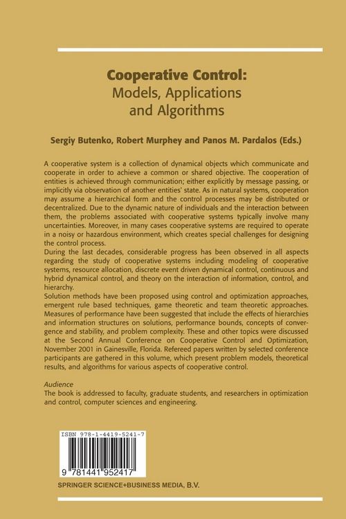 Produktbild: Cooperative Control: Models, Applications and Algorithms