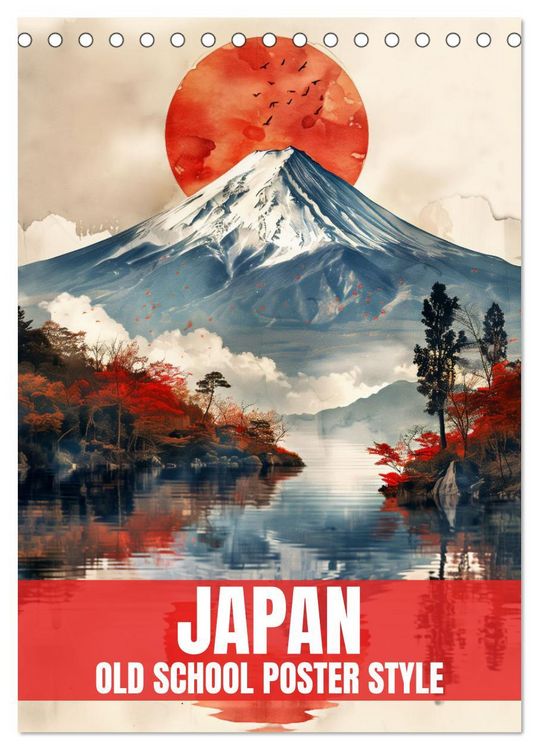 Produktbild: Japan - Old School Poster Style (Tischkalender 2026 DIN A5 hoch), CALVENDO Monatskalender