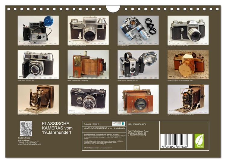 Produktbild: KLASSISCHE KAMERAS vom 19.Jahrhundert (Wandkalender 2026 DIN A4 quer), CALVENDO Monatskalender