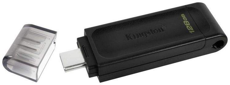 Produktbild: Kingston DataTraveler 70 USB-Stick Retail 128GB Schwarz DT70/128GB USB-C&reg;