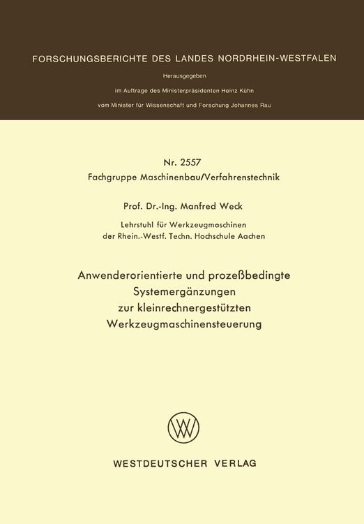 Produktbild: Anwenderorientierte und proze&szlig;bedingte Systemerg&auml;nzungen zur kleinrechnergest&uuml;tzten Werkzeugmaschinensteuerung
