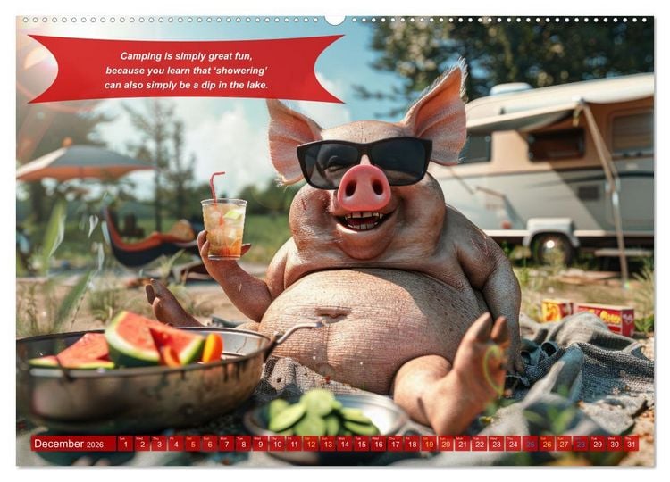 Produktbild: Funny charming animals as campers (Wall Calendar 2026 DIN A2 landscape), CALVENDO 12 Month Wall Calendar
