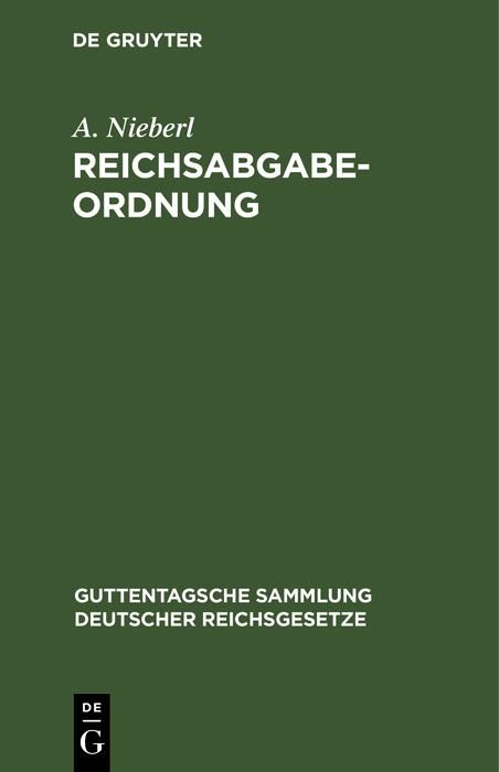 Produktbild: Reichsabgabeordnung