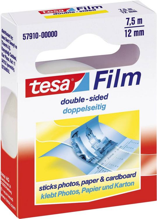 Produktbild: TESA 57910 Doppelseitiges Klebeband tesafilm&reg; Transparent (L x B) 7.5m x 12mm