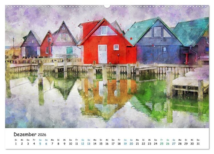Produktbild: Aquarell Illustrationen vom Dar&szlig; (hochwertiger Premium Wandkalender 2026 DIN A2 quer), Kunstdruck in Hochglanz