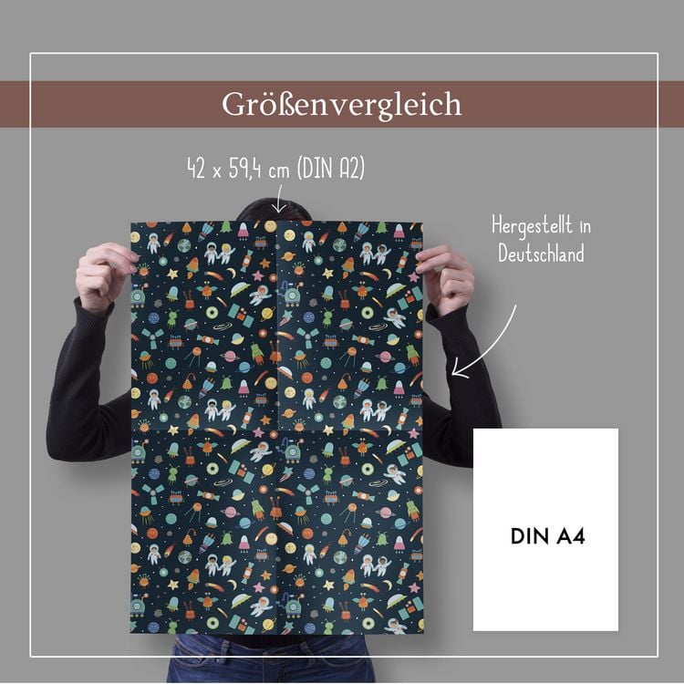 Produktbild: Geschenkpapier-Set f&uuml;r Kinder: Weltall (Astronauten/ Raketen/ Weltraum)