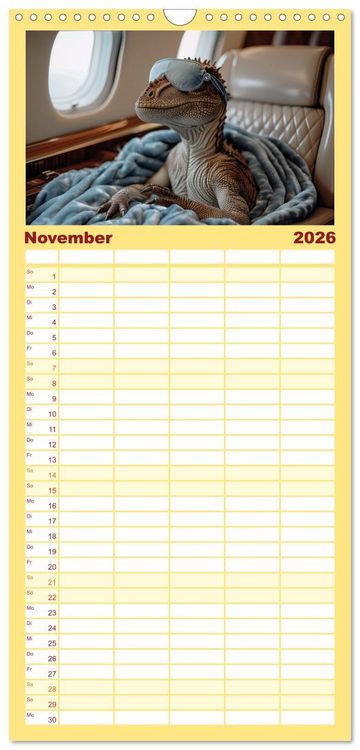 Produktbild: Familienplaner 2026 - Reiche Dinos. Sie leben &ndash; im Luxus. mit 5 Spalten (Wandkalender, 21 x 45 cm) CALVENDO