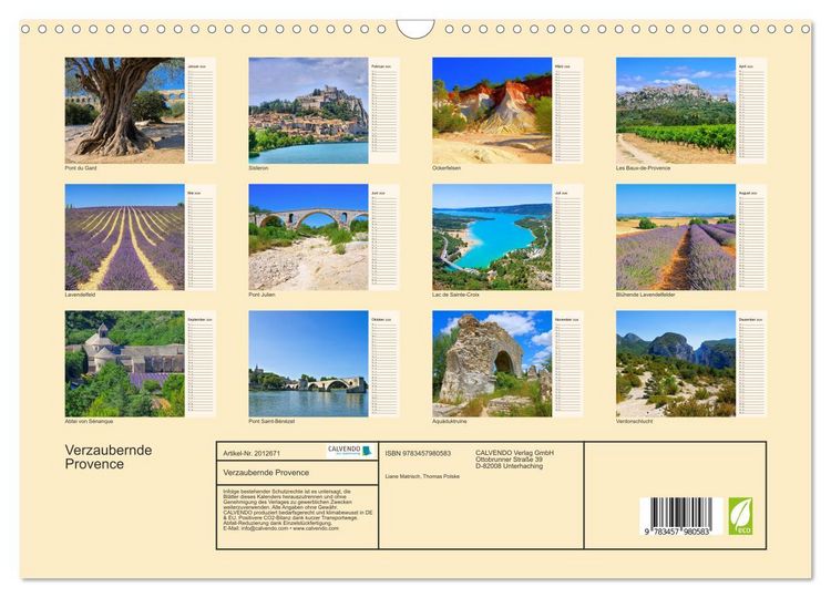 Produktbild: Verzaubernde Provence (Wandkalender 2026 DIN A3 quer), CALVENDO Monatskalender