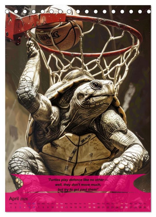 Produktbild: Basketball with funny animals (Desk Calendar 2026 DIN A5 portrait), CALVENDO 12 Month DeskCalendar