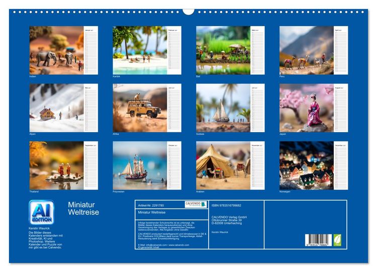 Produktbild: Miniatur Weltreise (Wandkalender 2027 DIN A2 quer), CALVENDO Monatskalender
