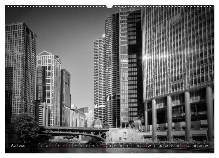 Produktbild: CHICAGO Monochrom (Wandkalender 2026 DIN A2 quer), CALVENDO Monatskalender