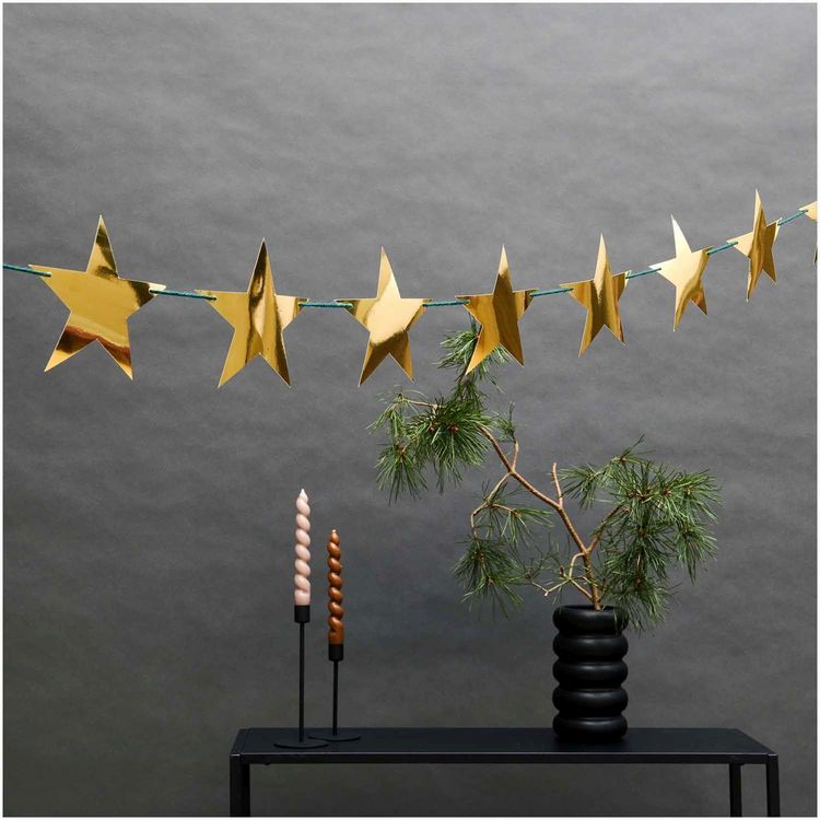 Produktbild: Girlande Sterne, gold MIX, 3 Meter