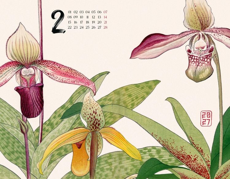 Produktbild: Flowers Kalender 2027 | Japanische Holzschnitte von Tanigami Konan