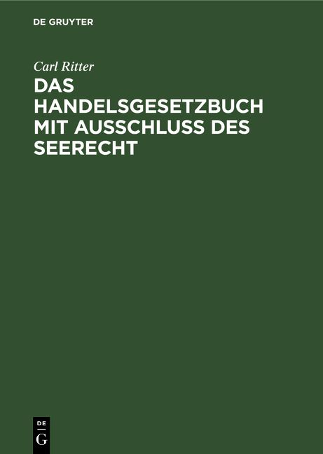 Produktbild: Das Handelsgesetzbuch mit Ausschlu&szlig; des Seerecht
