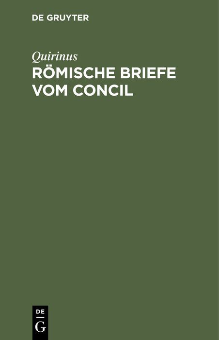 Produktbild: R&ouml;mische Briefe vom Concil