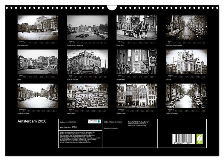 Produktbild: Amsterdam 2026 (Wandkalender 2026 DIN A3 quer), CALVENDO Monatskalender