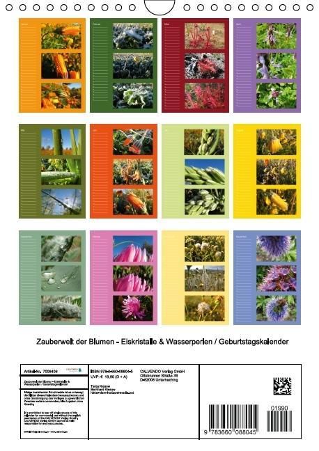 Produktbild: Zauberwelt der Blumen - Eiskristalle & Wasserperlen / Geburtstagskalender (Wandkalender immerw&auml;hrend DIN A4 hoch)