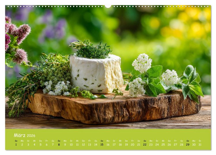 Produktbild: K&auml;sekalender - mit Gourmet K&auml;se und Platten durchs Jahr (Wandkalender 2026 DIN A2 quer), CALVENDO Monatskalender