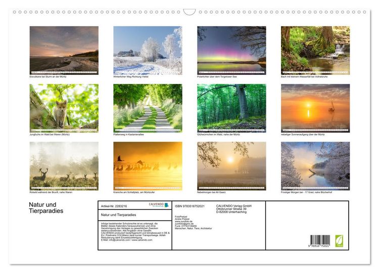 Produktbild: Natur und Tierparadies (Wandkalender 2027 DIN A2 quer), CALVENDO Monatskalender