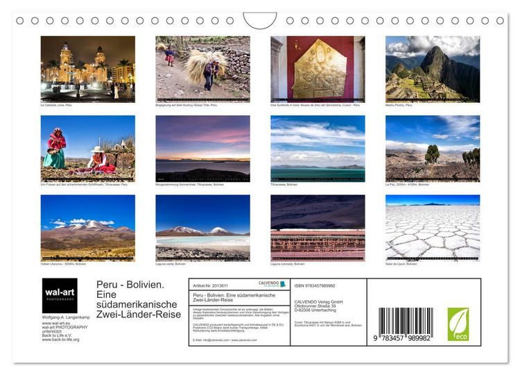 Produktbild: Peru - Bolivien. Eine s&uuml;damerikanische Zwei-L&auml;nder-Reise (Wandkalender 2026 DIN A4 quer), CALVENDO Monatskalender
