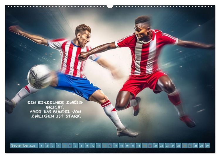 Produktbild: Fu&szlig;ball und tolle Spr&uuml;che (hochwertiger Premium Wandkalender 2026 DIN A2 quer), Kunstdruck in Hochglanz