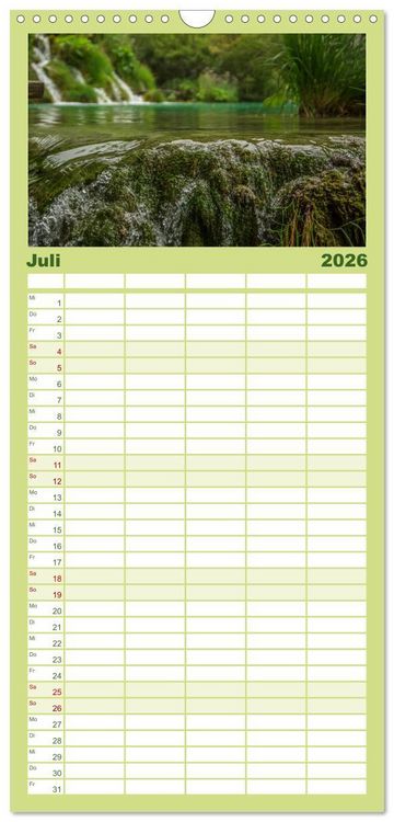 Produktbild: Familienplaner 2026 - Naturwunder Plitvicer Seen mit 5 Spalten (Wandkalender, 21 x 45 cm) CALVENDO