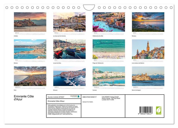 Produktbild: Enivrante C&ocirc;te d'Azur (Calendrier mural 2026 DIN A4 vertical), CALVENDO calendrier mensuel
