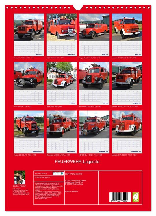 Produktbild: FEUERWEHR-Legende (Wandkalender 2026 DIN A3 hoch), CALVENDO Monatskalender