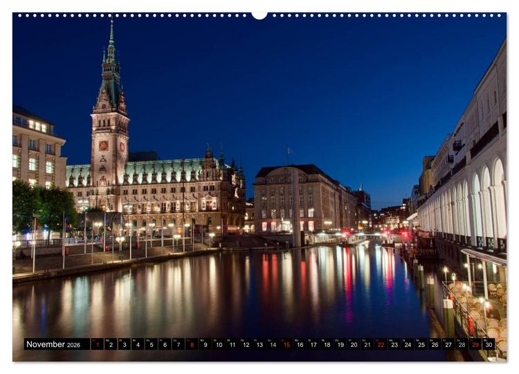 Produktbild: Mein Hamburg - Am sch&ouml;nsten bei Nacht (hochwertiger Premium Wandkalender 2026 DIN A2 quer), Kunstdruck in Hochglanz