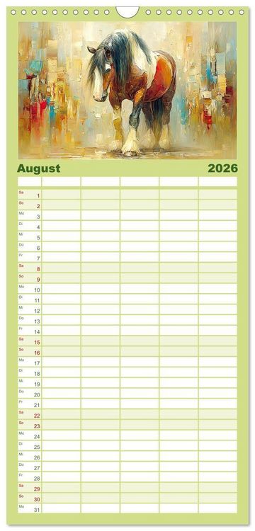 Produktbild: Familienplaner 2026 - Im Glanz der Pferde. Edle Sch&ouml;nheiten in moderner &Ouml;loptik mit 5 Spalten (Wandkalender, 21 x 45 cm) CALVENDO