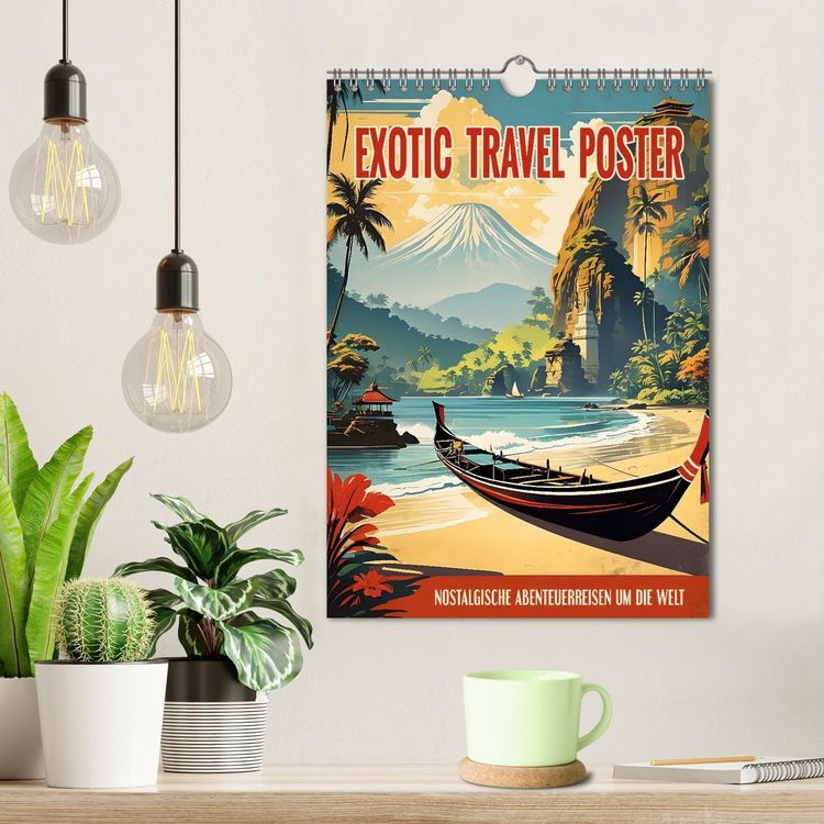 Produktbild: Exotic Travel Poster - nostalgische Abenteuerreisen um die Welt (Wandkalender 2026 DIN A4 hoch), CALVENDO Monatskalender