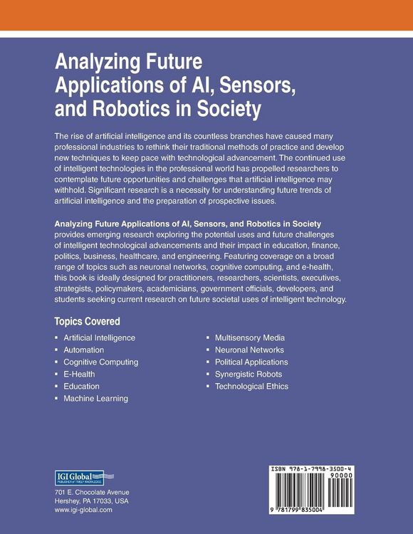 Produktbild: Analyzing Future Applications of AI, Sensors, and Robotics in Society
