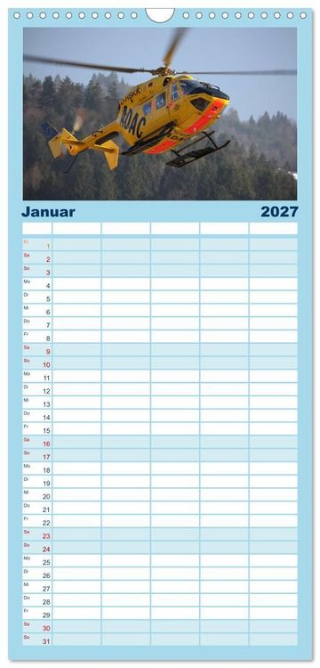 Produktbild: Familienplaner 2027 - Helikopter in der Luft mit 5 Spalten (Wandkalender, 21 x 45 cm) CALVENDO