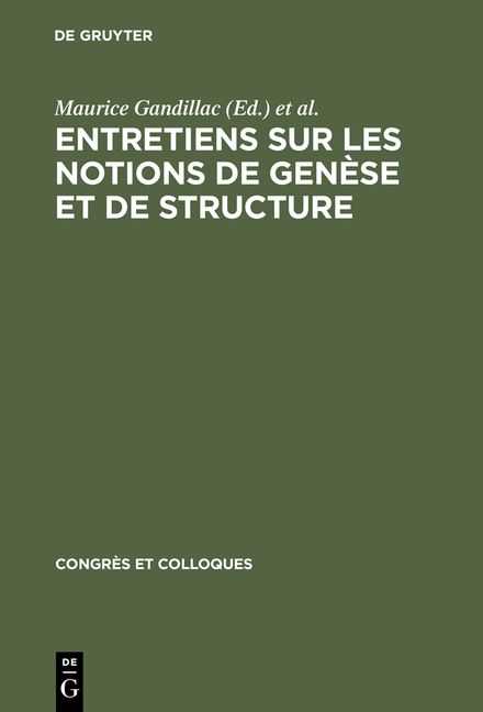 Produktbild: Entretiens sur les notions de gen&egrave;se et de structure
