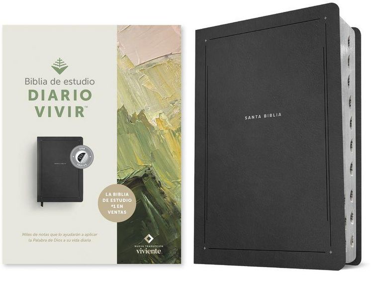 Produktbild: Biblia de Estudio del Diario Vivir Ntv (Sentipiel, Negro, &Iacute;ndice, Letra Roja)