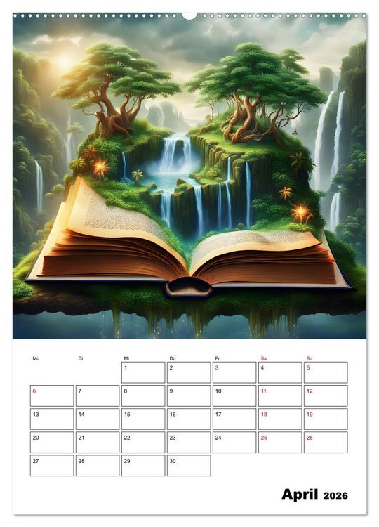 Produktbild: Magische surreale Buchwelten (Wandkalender 2026 DIN A2 hoch), CALVENDO Monatskalender