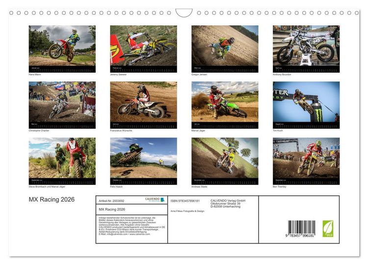 Produktbild: MX Racing 2026 (Wandkalender 2026 DIN A3 quer), CALVENDO Monatskalender