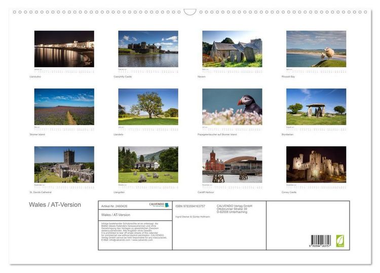Produktbild: Wales / AT-Version (Wandkalender 2027 DIN A2 quer), CALVENDO Monatskalender