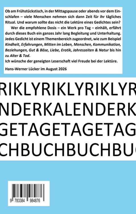 Produktbild: LYRIK KALENDER TAGE BUCH