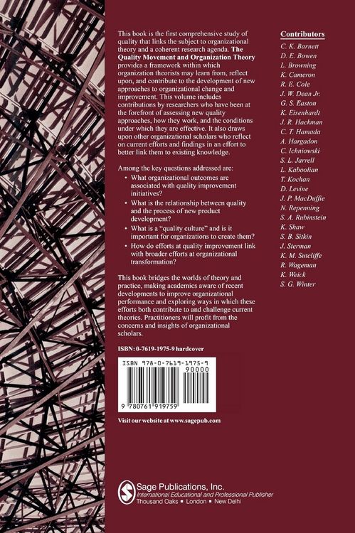Produktbild: The Quality Movement and Organization Theory