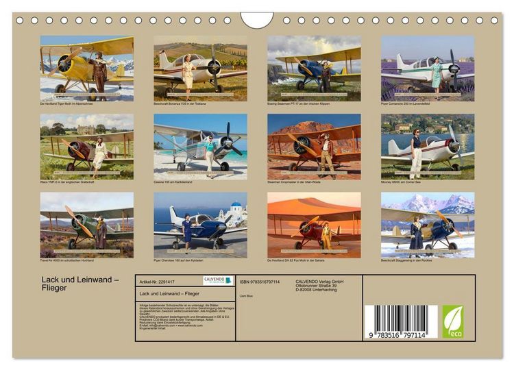 Produktbild: Lack und Leinwand &ndash; Flieger (Wandkalender 2027 DIN A4 quer), CALVENDO Monatskalender