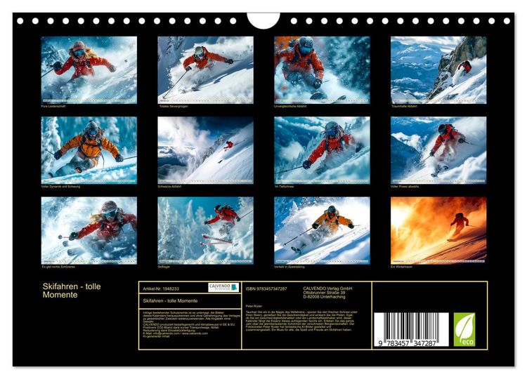 Produktbild: Skifahren - tolle Momente (Wandkalender 2026 DIN A4 quer), CALVENDO Monatskalender